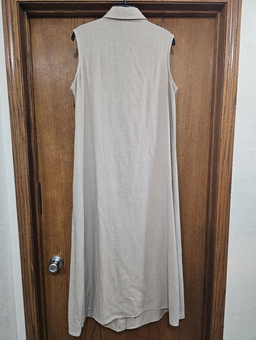 Vintage Blue Collared Sleeveless Long Maxi Dress Cream Size 18 - Picture 2 of 6